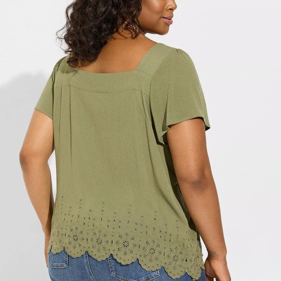 Torrid Gauze Square Neck Eyelet Top Size 1X - Picture 2 of 6